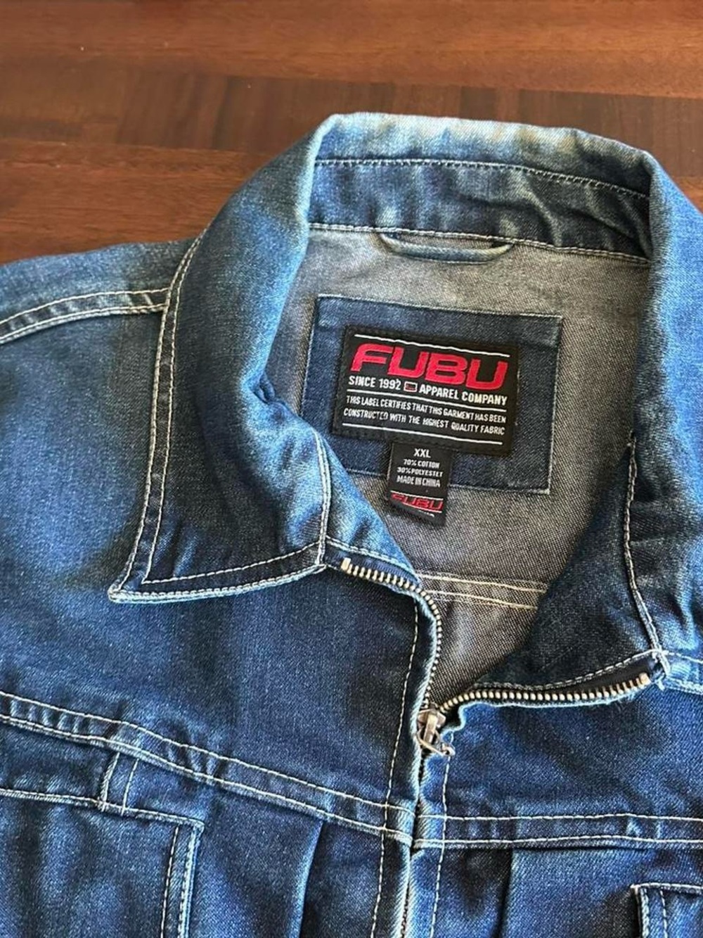 Vintage FUBU Denim Jacket Men’s 2XL Type 2 Style Full Zip - Picture 2 of 7